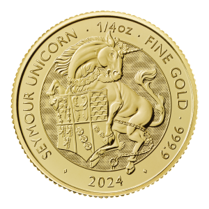 Great Britain 2024 - The Royal Tudor Beasts - Seymour Unicorn Au999.9 1/4 oz BU (z defektami)