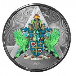 Eastern Caribbean 2023 - St. Lucia EC8 - Coat of Arms Ag999 1 oz Proof Coloured