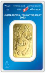 Gold bar Au999.9 Argor-Heraeus - Lunar - Year Of The Rabbit 31,1 g 2023 - damaged Certipack