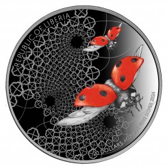 Liberia 2024 - ENTOMA - Ladybird Ag9999 1oz Ruthenium Red Coloured
