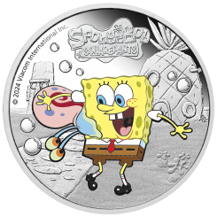 Tuvalu 2024 - Spongebob & Gary Ag999.9 1 oz proof coloured