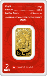 Gold bar Au999.9 Argor-Heraeus - Lunar - Year Of The Snake 10g 2025