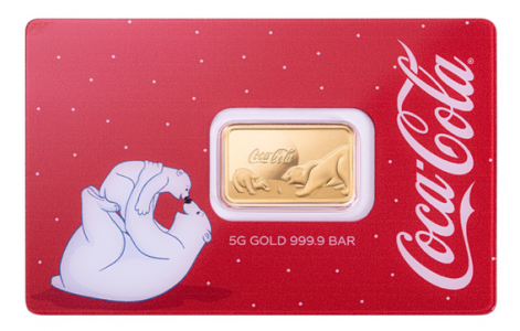 Gold bar Ag999.9 PAMP - Coca Cola Polar Bears 5g