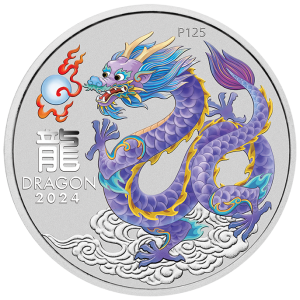 Australia 2024 - Lunar Series III 2024 Year of the Dragon Ag999.9 1oz BU Lilac