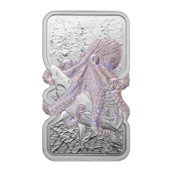 Silver bar-Legal Tender Bar- Nature's Grip Giant Pacific Octopus Ag999 1oz