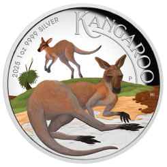 Australia 2025 - Kangaroo Ag999.9 1oz Proof High Relief Coloured