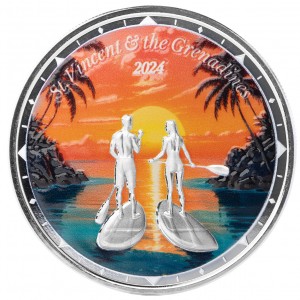 EC 2024 - EC8 St. Vincent & the Grenadines Paddleboard Couple Ag999 1oz Color