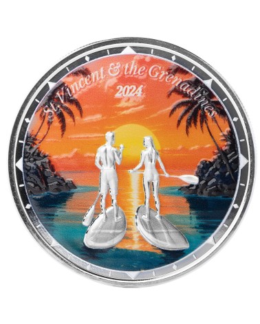 EC 2024 - EC8 St. Vincent & the Grenadines Paddleboard Couple Ag999 1oz Color