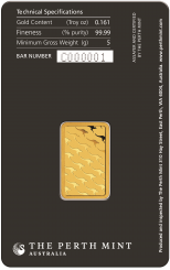 Gold bar Au999.9 The Perth Mint - Kangaroo 5g