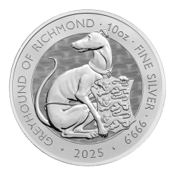 Great Britain 2025 - The Royal Tudor Beasts - Greyhound of Richmond Ag999.9 10 oz BU