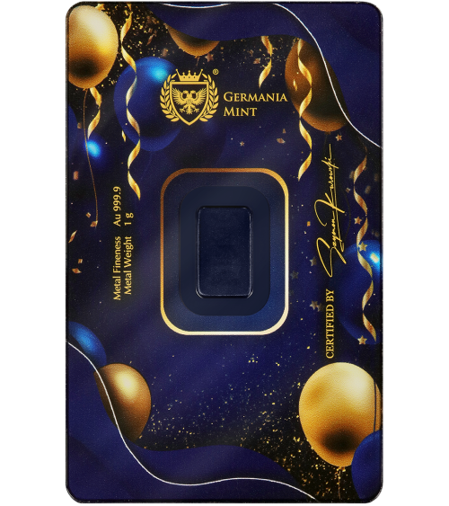 Happy Birthday - Germania Mint Gold Minted Bar 1g