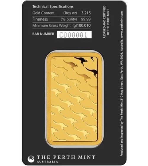 Gold bar Au999.9 The Perth Mint - Kangaroo 100g