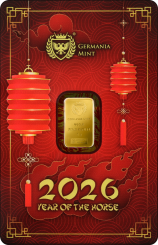Germania Mint -1g Au999.9 Minted Bar - Chinese Year of the Horse