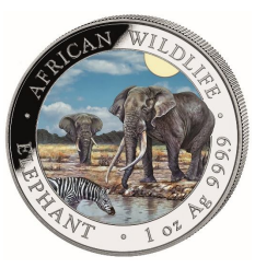 Somalia 2026 - African WIldlife - Elephant Ag999.9 1 oz Color