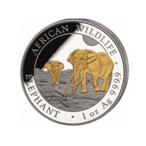 Somalia 2026 - African WIldlife - Elephant Ag999.9 1 oz Gilded