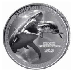 Congo 2025 - Prehistoric II - Megalodon Ag999.9 1 oz BU