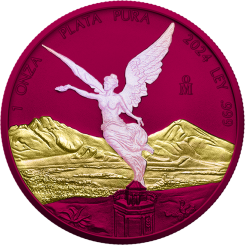 Mexico 2024-Libertad Ag999 1oz BU Space Pink Opal