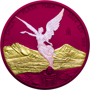 Mexico 2024-Libertad Ag999 1oz BU Space Pink Opal