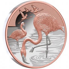 Niue 2025 -Beauty & Grace - Flamingos Ag999 1 oz Proof/Rose Gold Plated