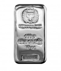 Silver bar Ag999.9 Germania Mint - 10 oz cast bar EXP