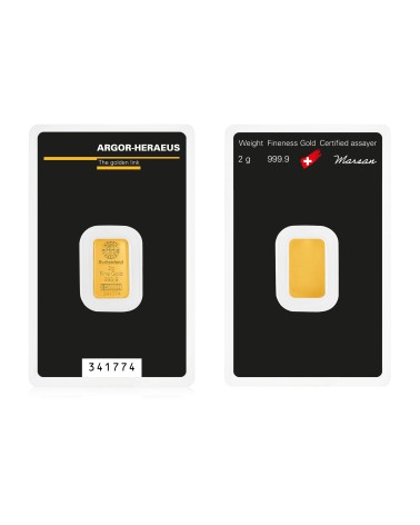 Gold bar Au999.9 Heraeus/Argor-Heraeus - 2 g