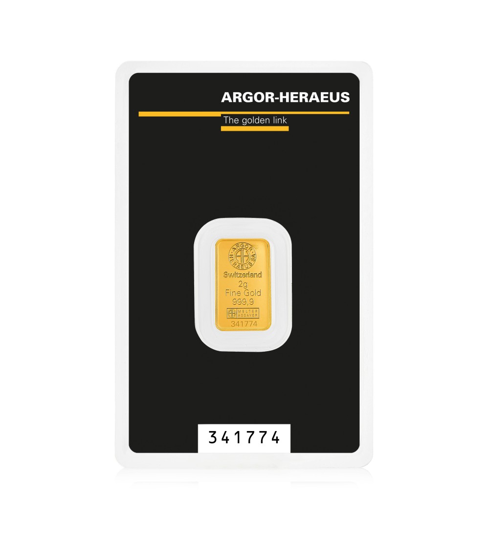 Gold bar Au999.9 Heraeus/Argor-Heraeus - 2 g