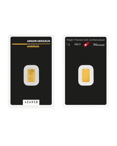 Gold bar Au999,9 Argor-Heraues - 1g