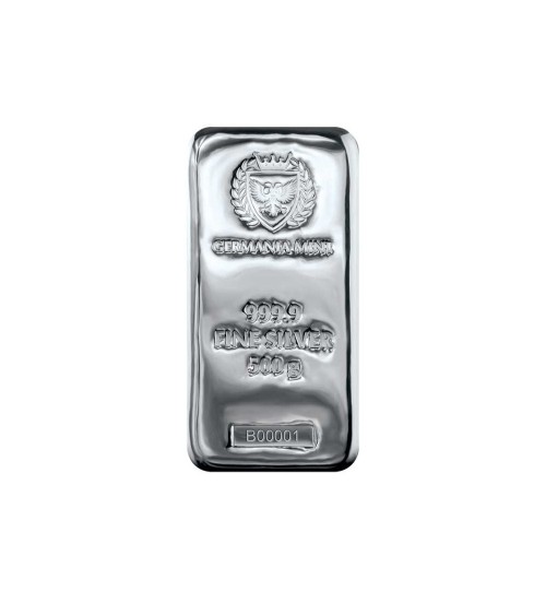 Silver bar Ag999.9 Germania Mint - 500g cast bar EXP