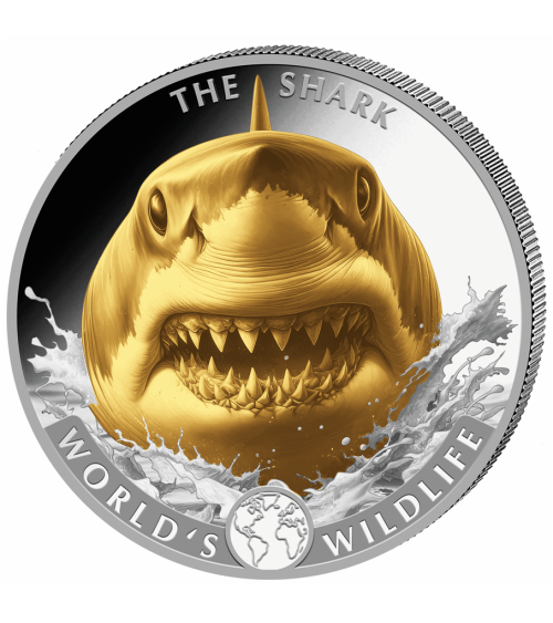 Congo 2026 - Shark World´s Wildlife Ag999.9 1oz BU gilded
