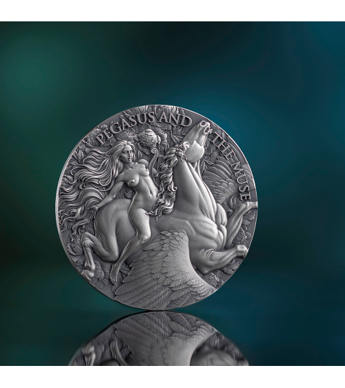 Cameroon 2026 - Pegasus and the muse Ag999 2oz Antique finish