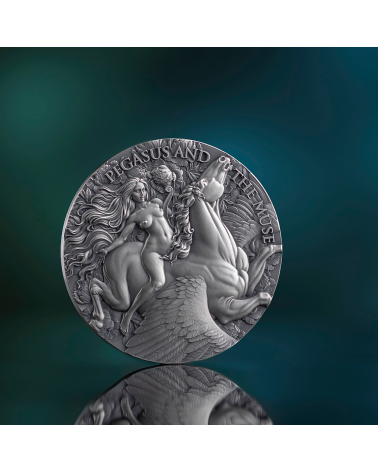 Cameroon 2026 - Pegasus and the muse Ag999 2oz Antique finish
