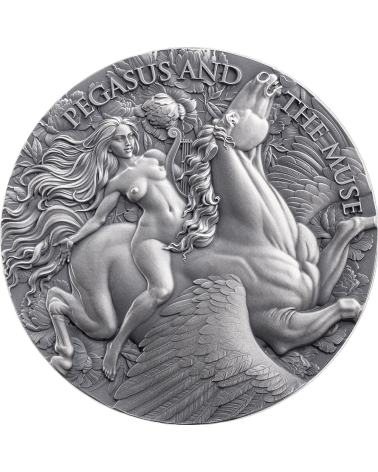 Cameroon 2026 - Pegasus and the muse Ag999 2oz Antique finish