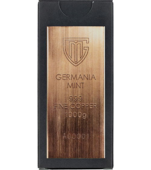 Copper bar Cu 999 Germania Mint - 1000g Raw Bar