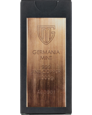 Copper bar Cu 999 Germania Mint - 1000g Raw Bar