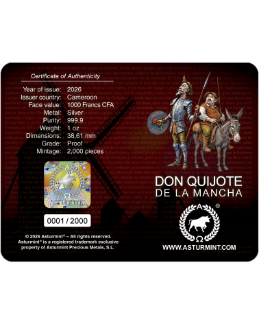 Cameroon 2026 - Don Quijote de la Mancha - Ag999.9 1 oz Proof