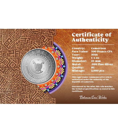 Cameroon 2026 - Mexican Cinco Grandes Golden Eagle Ag999 1/4 oz Coin in Card
