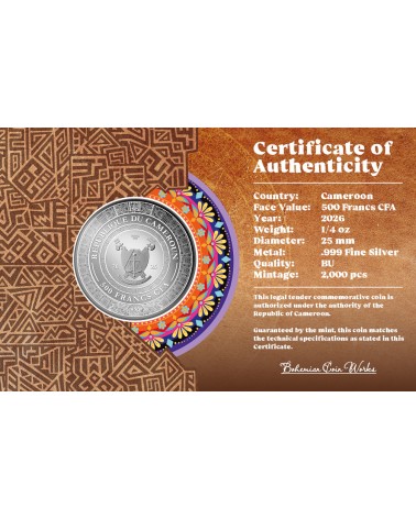 Cameroon 2026-Mexican Cinco Grandes Jaguar Ag999 1/4 oz Coin in Card