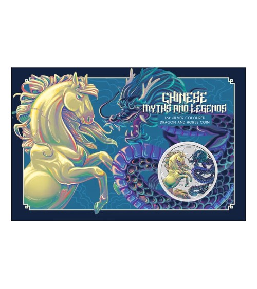Australia 2026 - Chinese Myths and Legends - Dragon and Horse Opalite Ag999.9 1 oz Coloured in Card