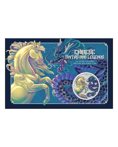 Australia 2026 - Chinese Myths and Legends - Dragon and Horse Opalite Ag999.9 1 oz Coloured in Card