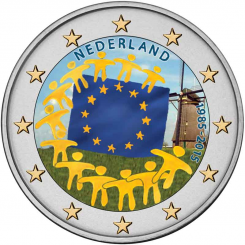 Netherlands 2 Euro 2015 - The 30th anniversary of the EU flag coloured