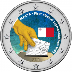 Malta 2 Euro 2011 - Constitutional history first election of representatives in 1849 coloured