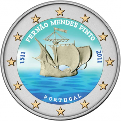Portugal 2 Euro 2011 - 500th annivesary of the birth of Fernao Mendes Pinto coloured