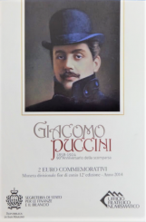 San Marino 2 Euro 2014 - 90th Anniversary of the Death of Giacomo Puccini coincard