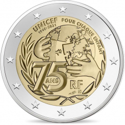 France 2 Euro 2021 - 75 years of Unicef - COIN ROLL