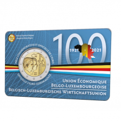 Belgium 2 euro 2021 - The 100th anniversary of the founding of the Belgian-Luxembourg Economic Union (BLEU) - coincard FR