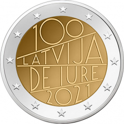 Latvia 2 euro 2021 - 100th anniversary of de iure recognition of Latvia - COIN ROLL