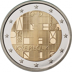 Slovenia 2 euro 2022 -150th anniversary of the birth of architect Jože Plečnik
