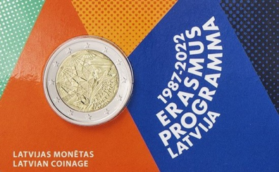 Latvia 2 euro 2022 - 35 years of the Erasmus programme - coincard
