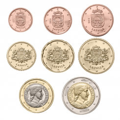 Latvia 2014 Euro coin set from 1 cent to 2€