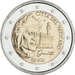 Vatican City 2 euro 2021 - 700th Anniversary of the Detah of Dante Alighieri